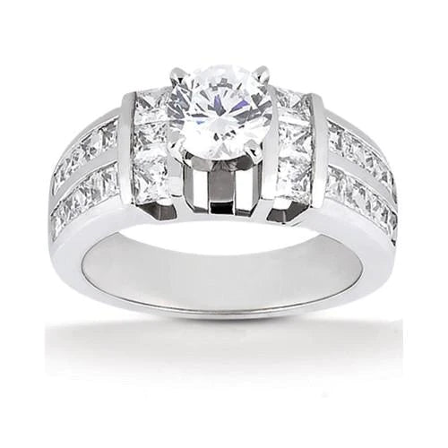 3.01 Carat Natural Diamond Anniversary Ring White Gold 14K