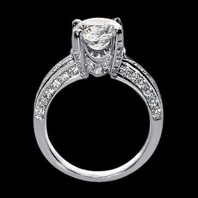 3.01 Carat Natural Round Diamond Ring With Accents Solid White Gold 14K