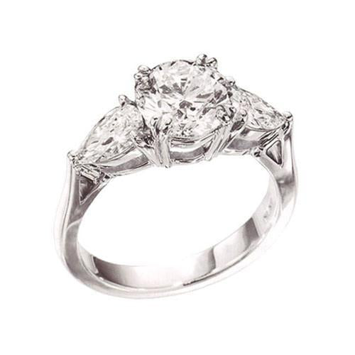 3.01 Carat Real Diamonds Engagement Ring 3 Stone Gold Ring