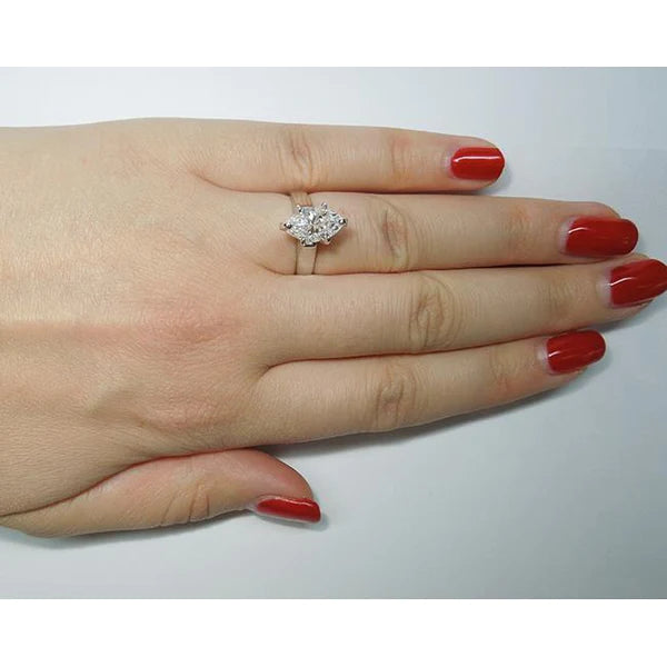 3.01 Carats Marquise Real Diamond Solitaire Ring Women Jewelry New