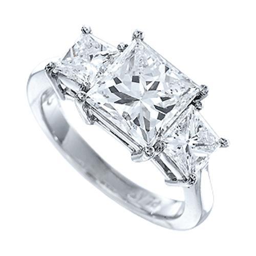 3.01 Ct. White Gold Three Stone Real Diamond Anniversary Wedding Ring