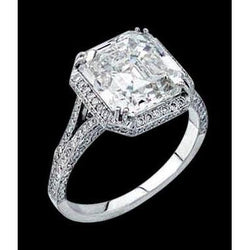 3.01 Cts. Radiant Real Diamond Ring Solitaire With Accents Ladies Jewelry