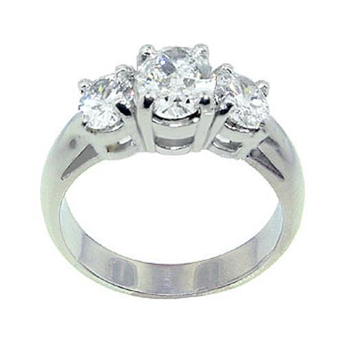 3.01 Cts. Real Diamonds Engagement Ring 3 Stone White Gold