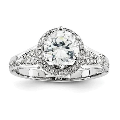 3.05 Carats Round Real Diamond With Accents Engagement Halo Ring