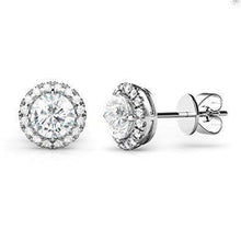 3.10 Carats Brilliant Cut Real Diamonds Women Stud Halo Earrings