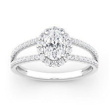3.10 Carats Oval Real Diamond Engagement Ring Split Shank White Gold 14K