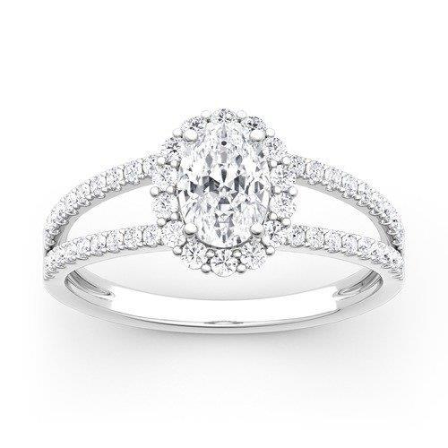 3.10 Carats Oval Real Diamond Engagement Ring Split Shank White Gold 14K