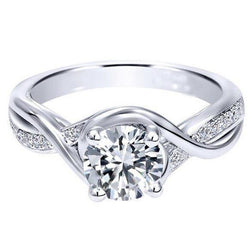 3.10 Carats Real Round Cut Diamonds Wedding Ring White Gold 14K