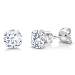 3.10 Carats Round Real Diamonds Women Studs Earrings White Gold 14K