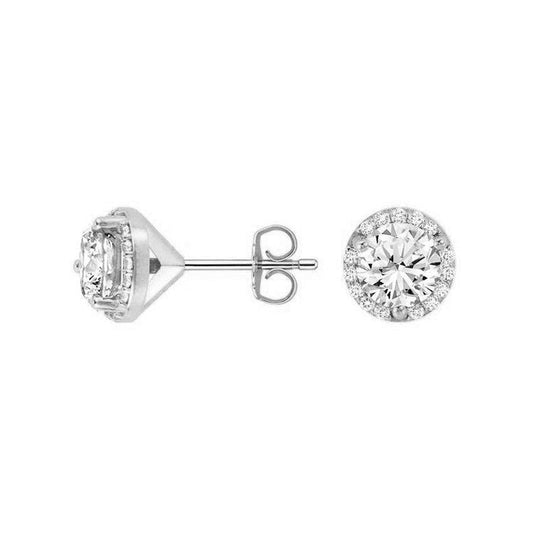 3.10 Carats Sparkling Natural Diamond Women Halo Stud Earrings White Gold 14K