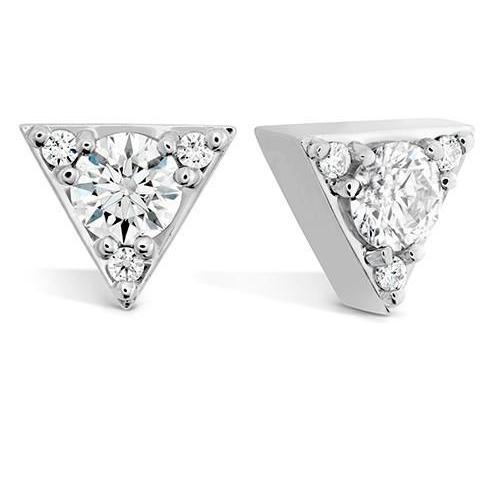 3.10 Ct Natural Round Cut Diamonds Triangle Shaped Stud Earrings White Gold