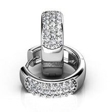 3.10 Ct Triple Row Natural Round Cut Diamonds Women Hoop Earrings White Gold