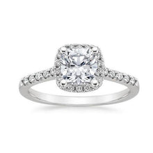3.20 Carats Cushion & Round Real Diamond Engagement Halo Ring