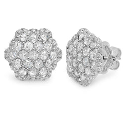 3.20 Carats Genuine Natural Earth Mined Diamond Stud Halo Earring White Gold 14K