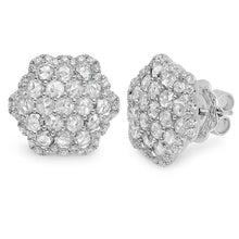 3.20 Carats Genuine Diamond Stud Halo Earring White Gold 14K