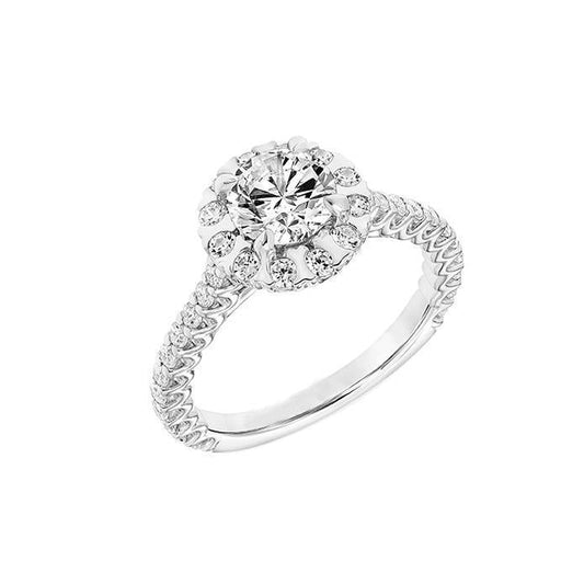 3.20 Carats Sparkling Real Diamond Wedding Ring Gold White 14K Halo