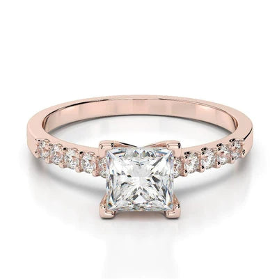 3.20 Carats Sparkling Real Diamonds Engagement Ring New Rose Gold 14K