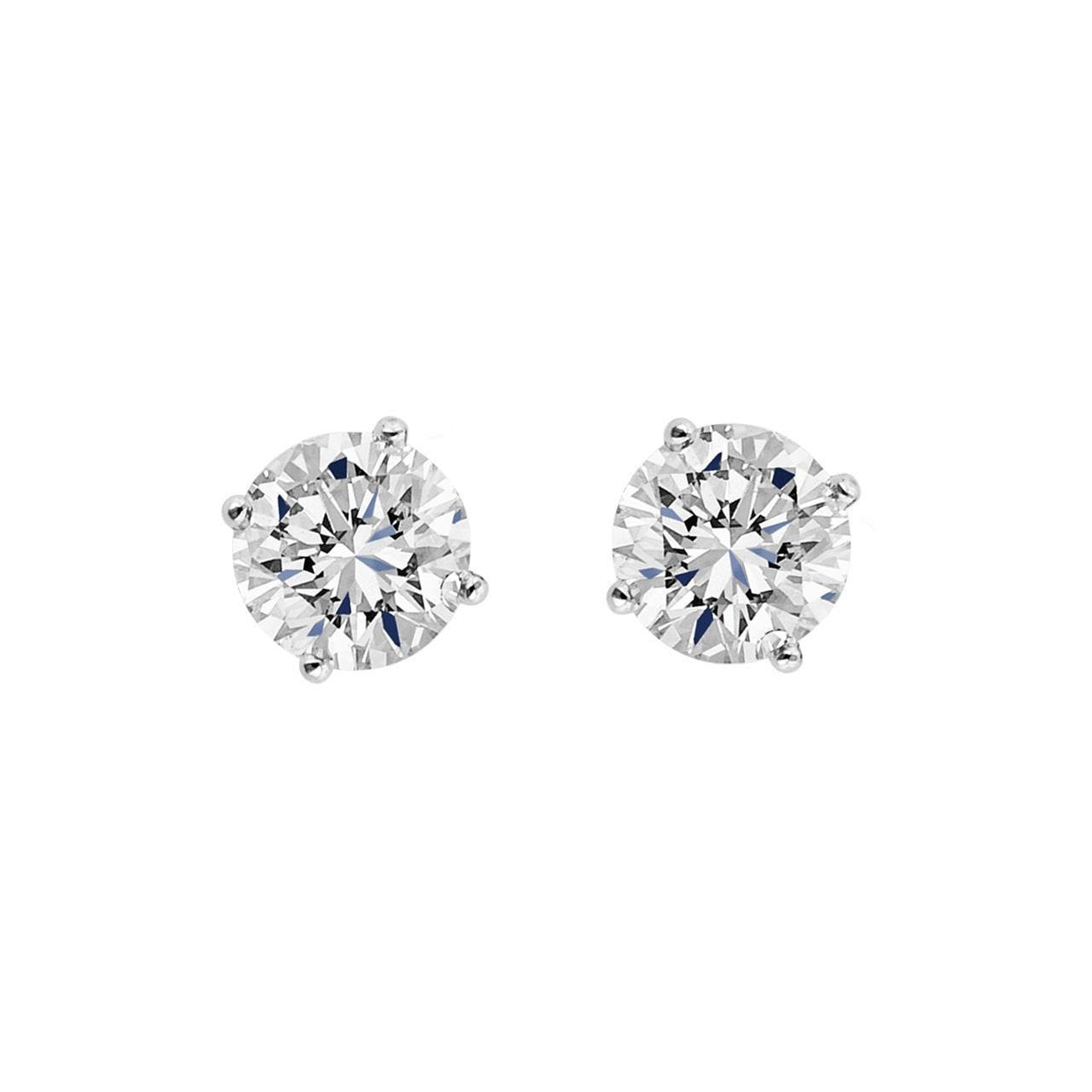 3.20 Ct Real Round Cut Diamonds Studs Earring White Gold 14K