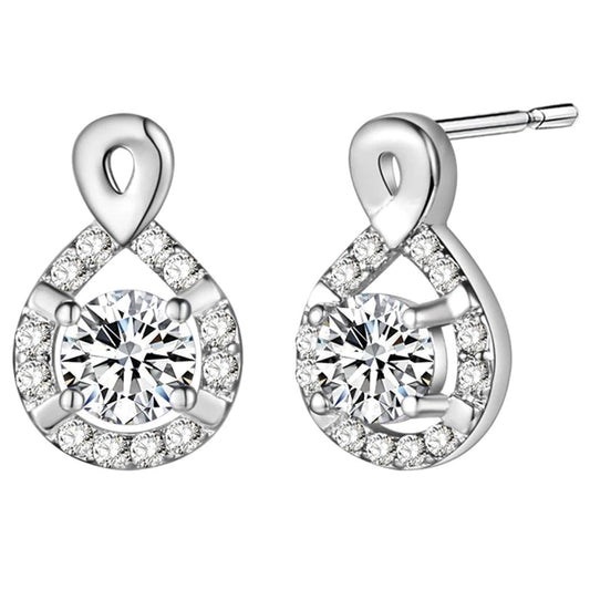 3.20 Ct Round Brilliant Cut Real Diamonds Lady Drop Earring White Gold Halo