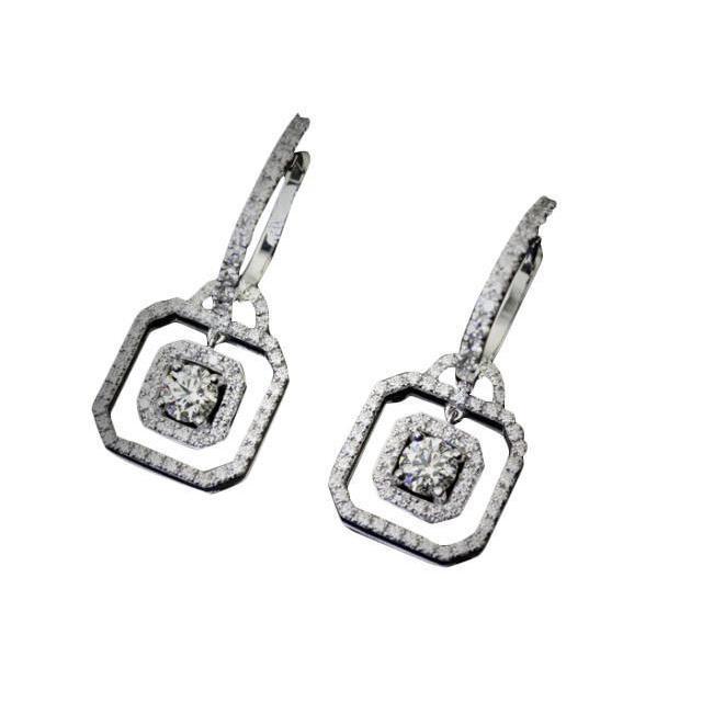 3.25 Carat Genuine Diamonds Earring Dangle Style White Gold Earrings Pair