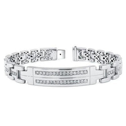 3.25 Carats Brilliant Cut Real Diamonds Men's Bracelet WG 14K