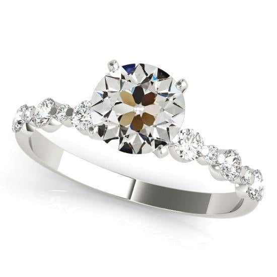3.25 Carats Genuine Round Old Miner Diamond Ring White Gold Women's Jewelry