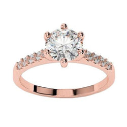 3.25 Carats Sparkling Round Natural Earth Mined Diamonds Anniversary Ring Rose Gold 14K