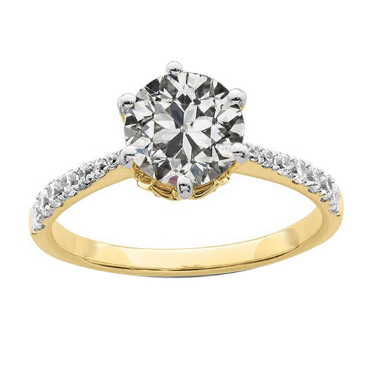 3.25 Carats Wedding Ring Round Old Miner Real Diamond Two Tone Jewelry