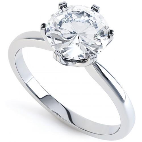 3.25 Ct Solitaire Round Cut Real Diamond Anniversary Ring White Gold 14K