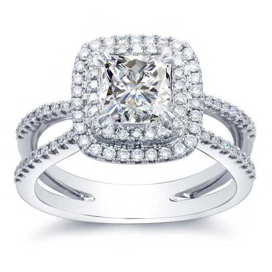3.30 Carats Princess And Round Cut Real Diamond Ring With Accents