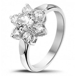 3.30 Carats Sparkling Round Halo Real Diamonds Engagement Ring White Gold