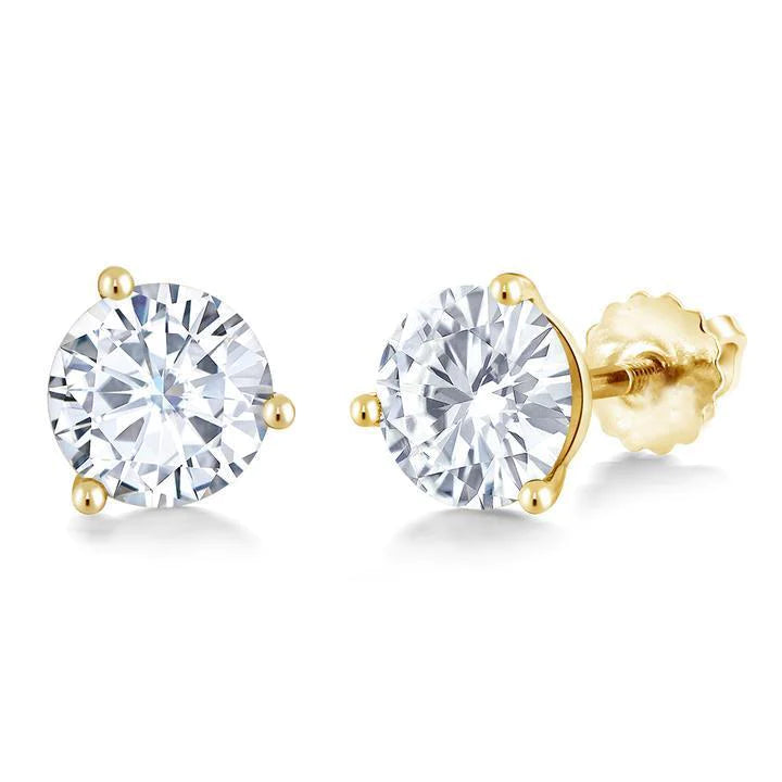 3.30 Ct. Natural Diamonds Ladies Studs Earrings Yellow Gold 14K