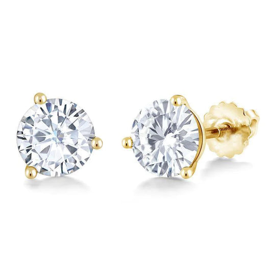 3.30 Ct. Natural Diamonds Ladies Studs Earrings Yellow Gold 14K