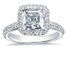 3.35 Carats Genuine Diamond Engagement Ring Halo White Gold