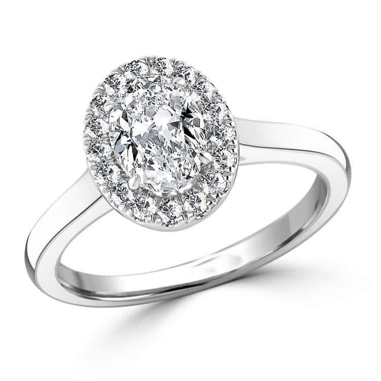3.35 Carats Oval And Round Real Diamond Ring Halo