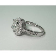 3.35 Ct Sparkling Cushion Real Diamond Halo Diamond Ring With Accents