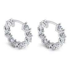 3.36 Ct Round Brilliant Cut Diamonds Ladies Hoop Earrings Gold White