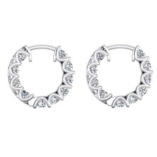 3.36 Ct Round Brilliant Cut Diamonds Ladies Hoop Earrings Gold White