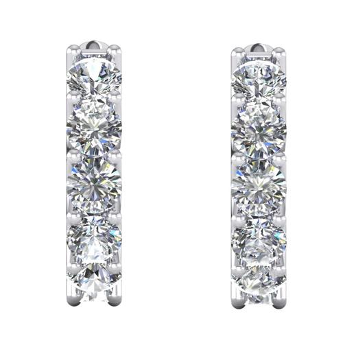 3.36 Ct Round Brilliant Cut Diamonds Ladies Hoop Earrings Gold White