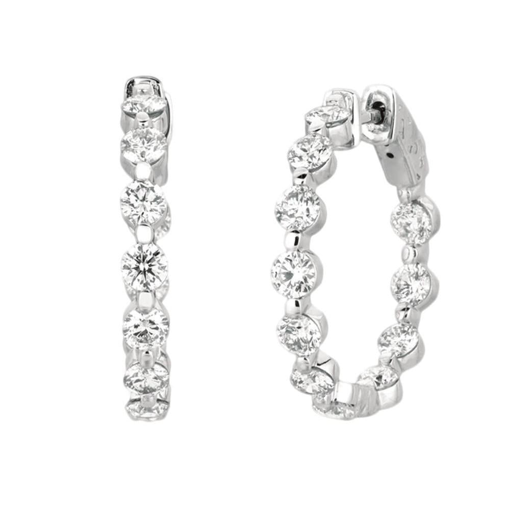 3.39 Carat Genuine Diamonds Hoop Earring 15 Pointer Diamonds Earring WG 14K