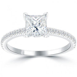 3.40 Carats Princess & Round Genuine Diamond Ring With Accents