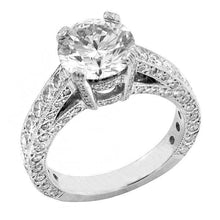 3.40 Carats Real Diamond Antique Style Wedding Ring White Gold 14K