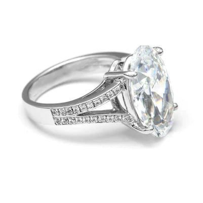 3.40 Carats Sparkling Natural Diamonds Anniversary Ring 14K White Gold