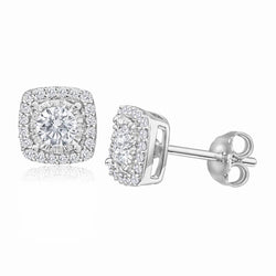 3.40 Ct Gorgeous Round Cut Genuine Diamond Halo Studs Earring Gold White 14K