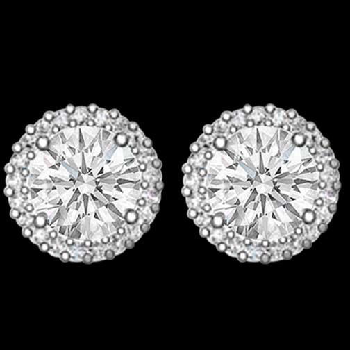 3.42 Carat Natural Diamond Studs Earrings Diamond Halo Earring Gold White Stud