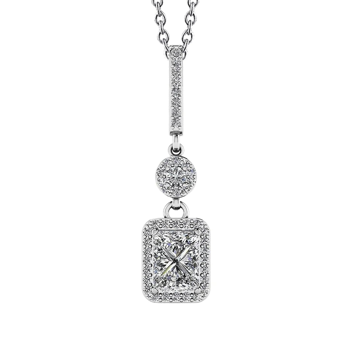 3.44 Ct Real Diamonds White Gold Love Spell Drop Pendant Necklace