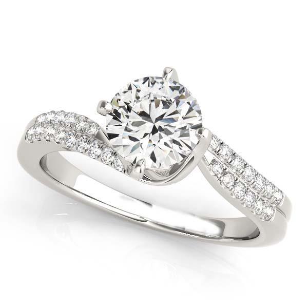 3.45 Carats Round Real Diamond Solitaire Ring With Accent White Gold 14K