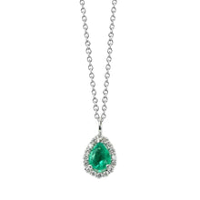 3.45 Cts. Green Emerald And Diamonds Gemstone Pendant Necklace With Chain