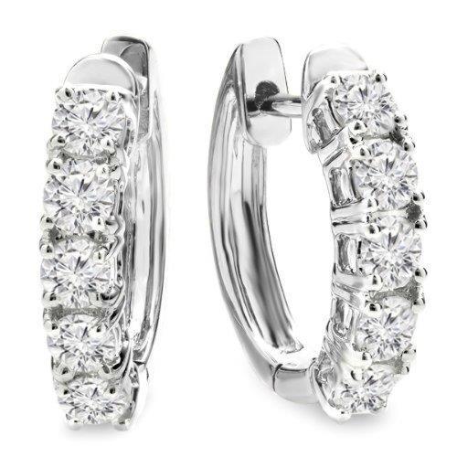 3.5 Carats Round Cut Natural Diamond Hoop Earring Pair White Gold Jewelry