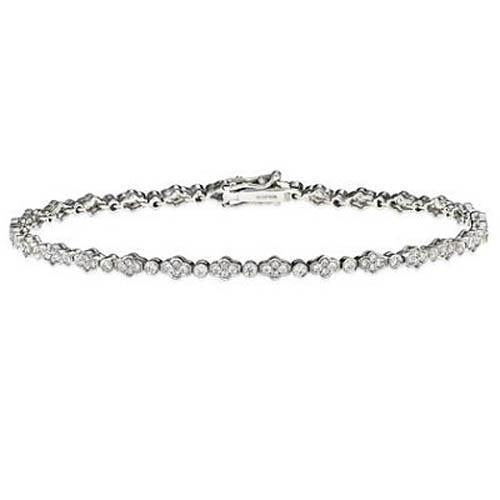 3.5 Carats Round Natural Diamond Lady Bracelet White Gold Jewelry 14K